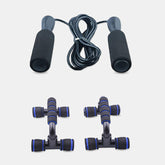 Fitnessgeräte fürs Fitnessstudio: Bauchmuskeltrainer, Liegestützstange, Springseil-Set – Muskeltrainer-Set